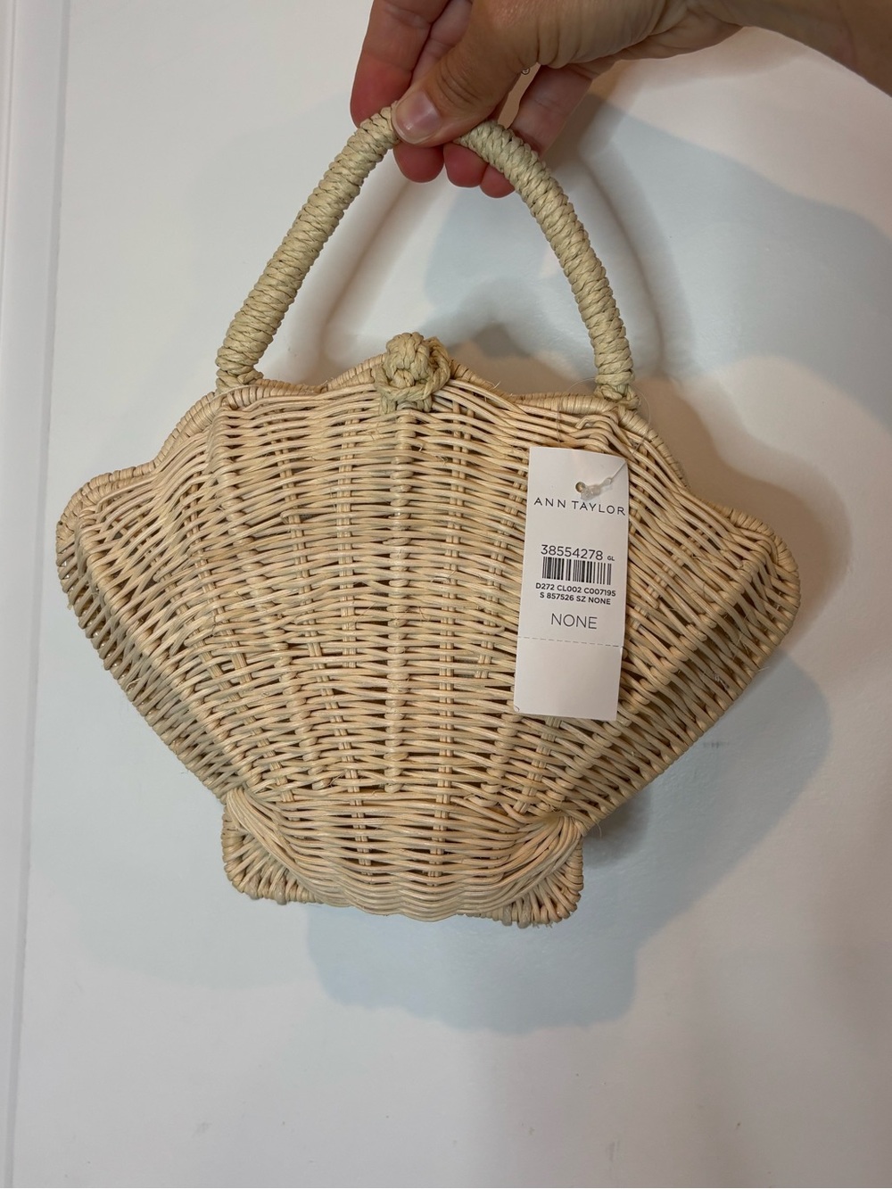 NWT Ann Taylor Clam Shell Hard Side Wicker Top Handle Crossbody Bag